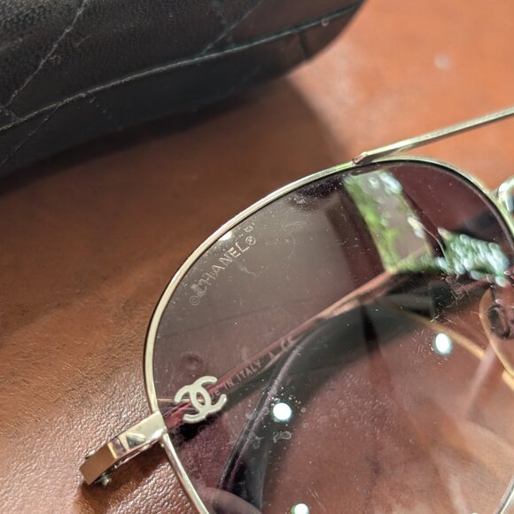 Chanel Pilot Sunglasses Designer Aviator Style with Glasses Quilted Black Case - Picture 2 of 11